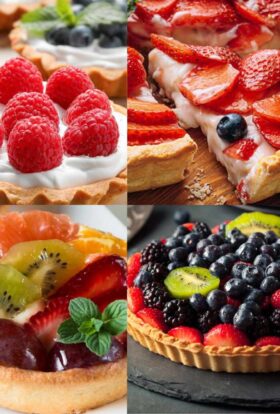 4 pictures of fruit tarts