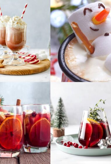 4 pictures of christmas drinks
