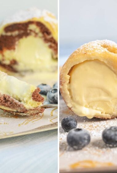 Fried Ice Cream with cake and bread