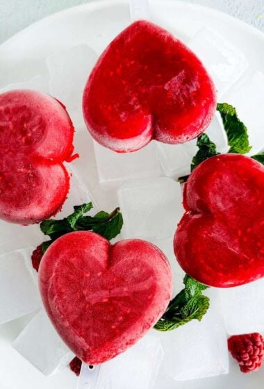 Popsicles on a white plate close up