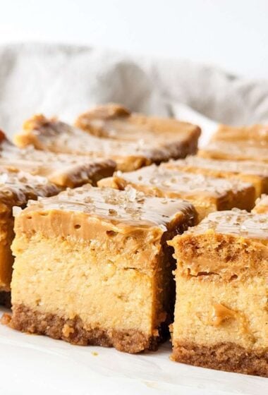 a group of Dulce De Leche Cheesecake close up.