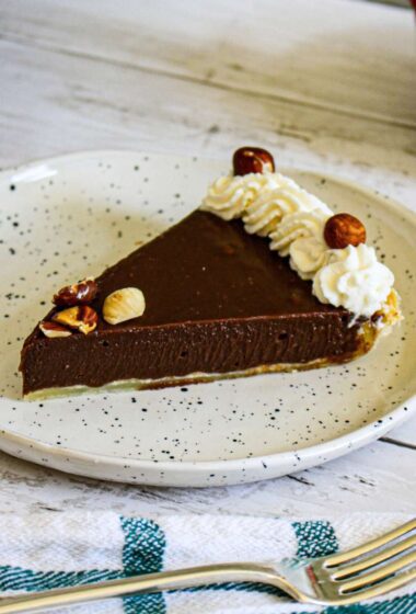 a slice of Nutella Tart on a plate