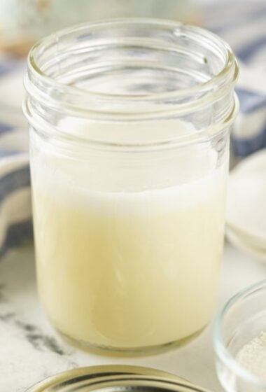 a glass jar with a Sweetened Condensed Milk in it.