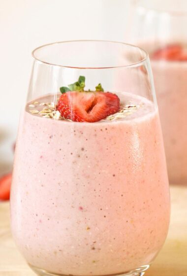 Oats banana strawberry pink smoothie